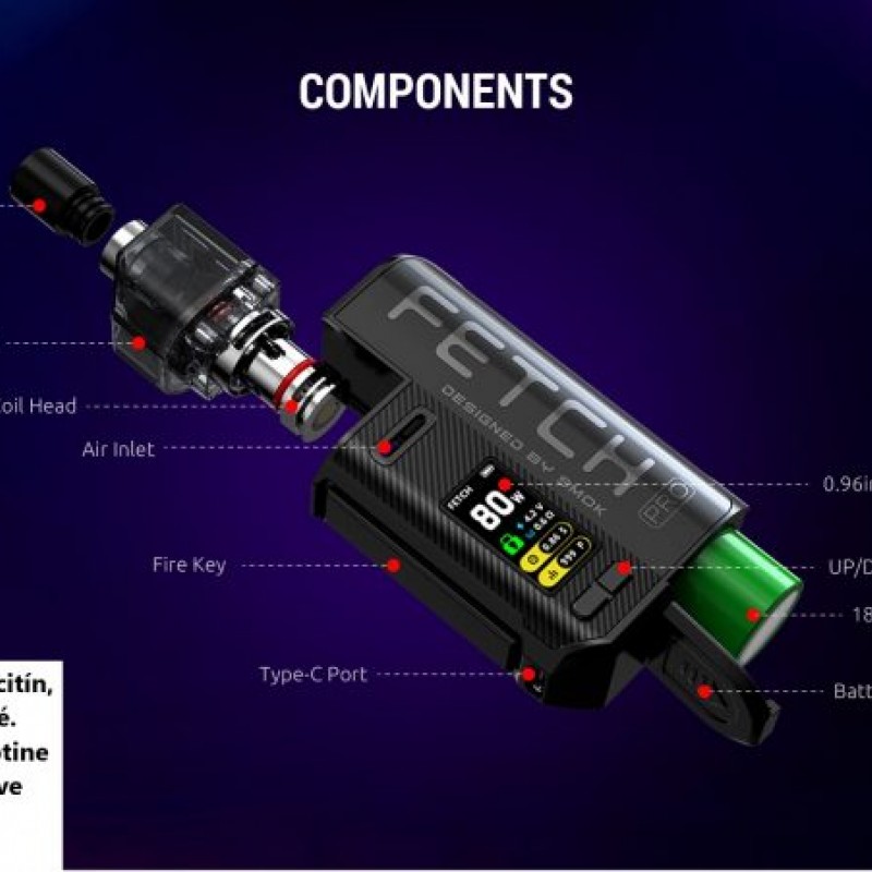 Smok Fetch Pro, güçlü batarya kapasitesi ve kompakt tasarımıyla üstün buhar deneyimi sunar. Ergonomik yapısı ile günlük kullanım için idealdir.