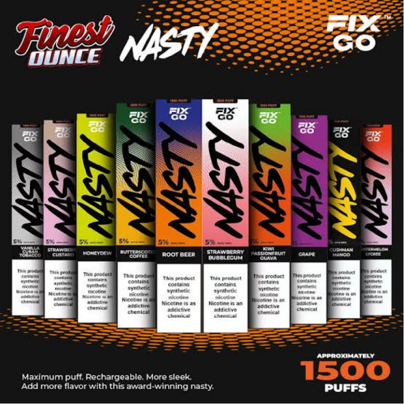 Nasty FIX GO 1500 Puff tek kullanımlık elektronik sigara ile uzun süreli kullanım ve yoğun aroma deneyimi. Hemen sipariş verin, keyfi yaşayın!