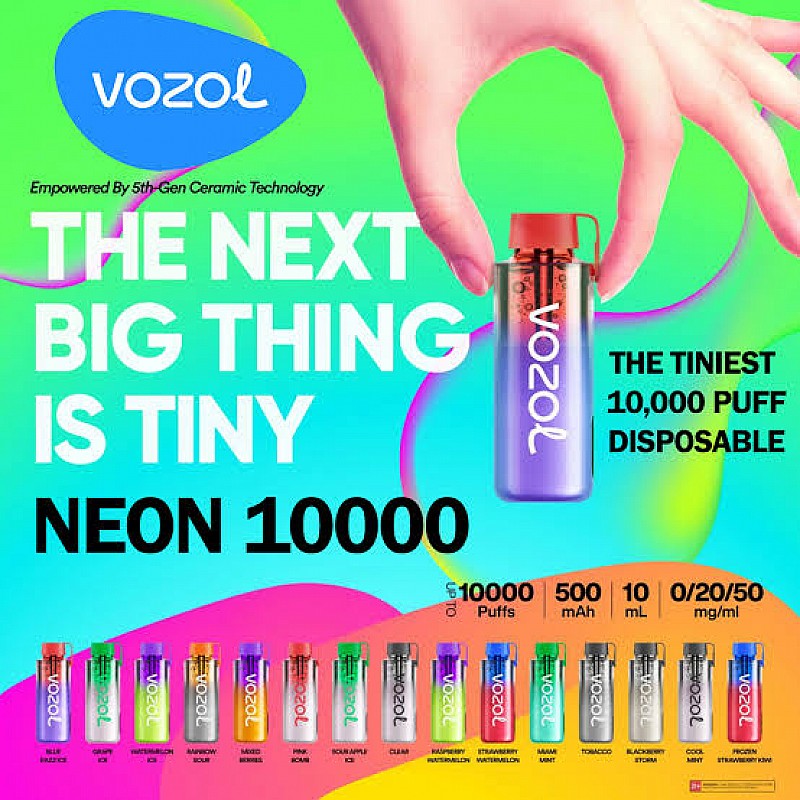 Vozol Neon 10000 Puff Bar ile uzun süreli kullanım ve yoğun aroma deneyimi yaşayın. Tek kullanımlık ve pratik tasarımıyla her an yanınızda.