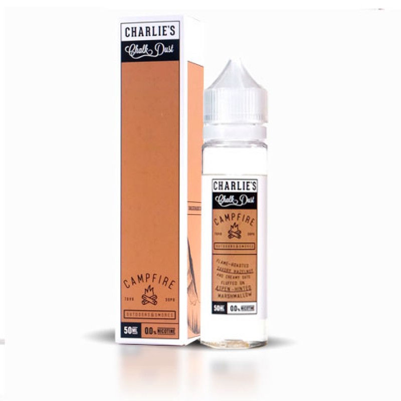 Charlie's Chalk Dust Campfire 60 ml ile marshmallow, çikolata ve bisküvi aromalarının enfes uyumunu keşfedin. Yoğun ve tatlı deneyim sizi bekliyor.