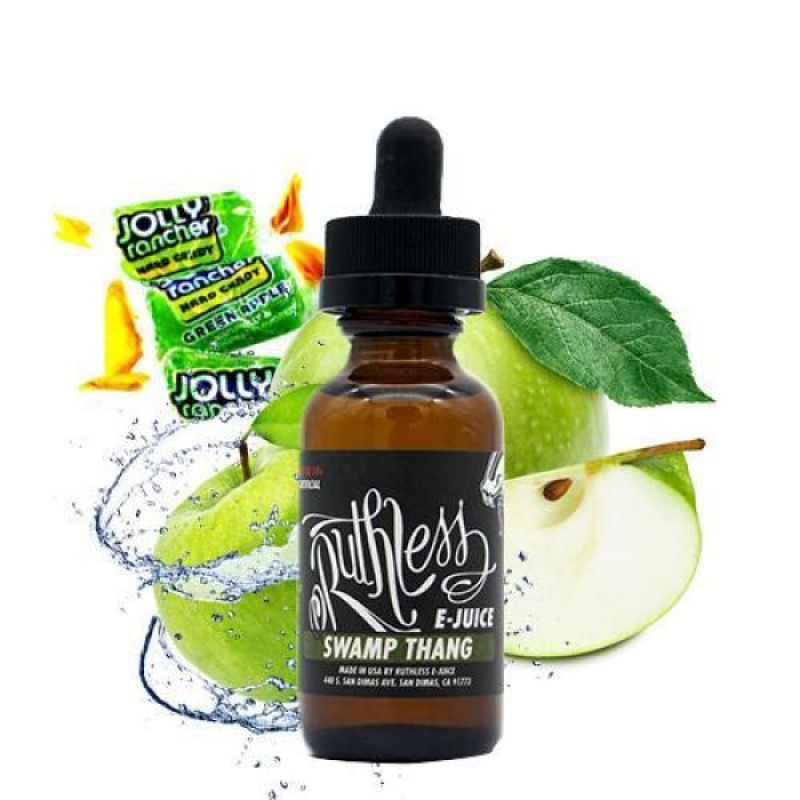 Ruthless Swamp Thang 60ml, ekşi yeşil elma ve tatlı aromaların mükemmel dengesiyle ferahlatıcı bir deneyim sunar. Şimdi keşfedin!
