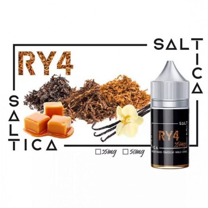 Saltica Ry4 30ML, karamel ve tütün notalarıyla zenginleştirilmiş özel aromasıyla keyifli bir kullanım deneyimi sunar. Hemen sipariş verin!