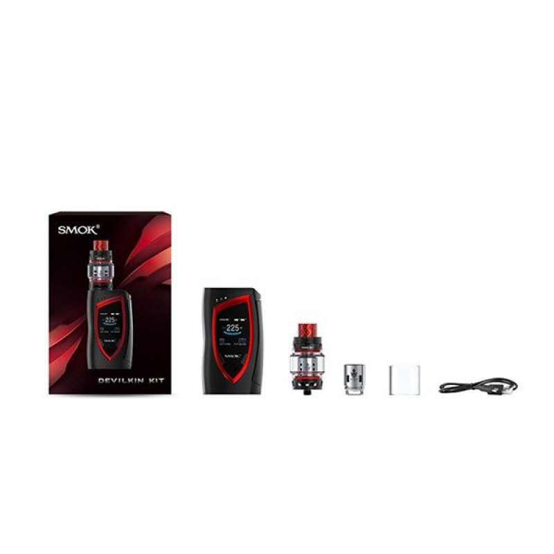 Smok Devilkin Kit 225W, TFV12 Prince Tank ile yüksek buhar üretimi ve şık tasarımı bir arada sunar. Güçlü, dayanıklı ve kullanıcı dostudur.