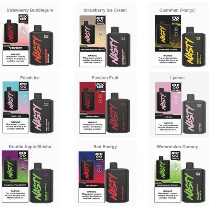 Nasty FIX GO 5000 Puff ile uzun süreli kullanım ve yoğun aroma keyfini keşfedin. Şarj edilebilir tasarımıyla pratik ve ekonomik bir deneyim sunar.